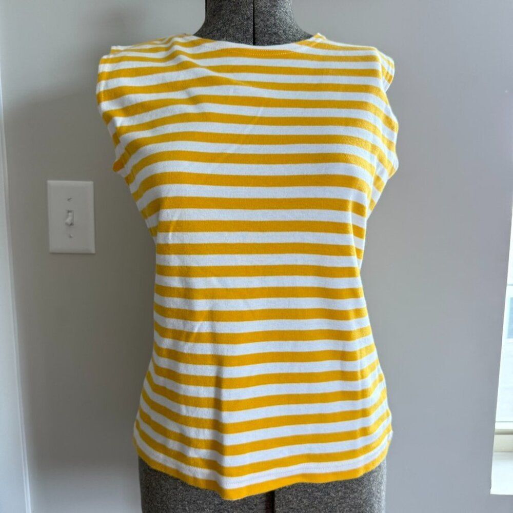 Vintage Charter Club Yellow & White Striped Tank Top